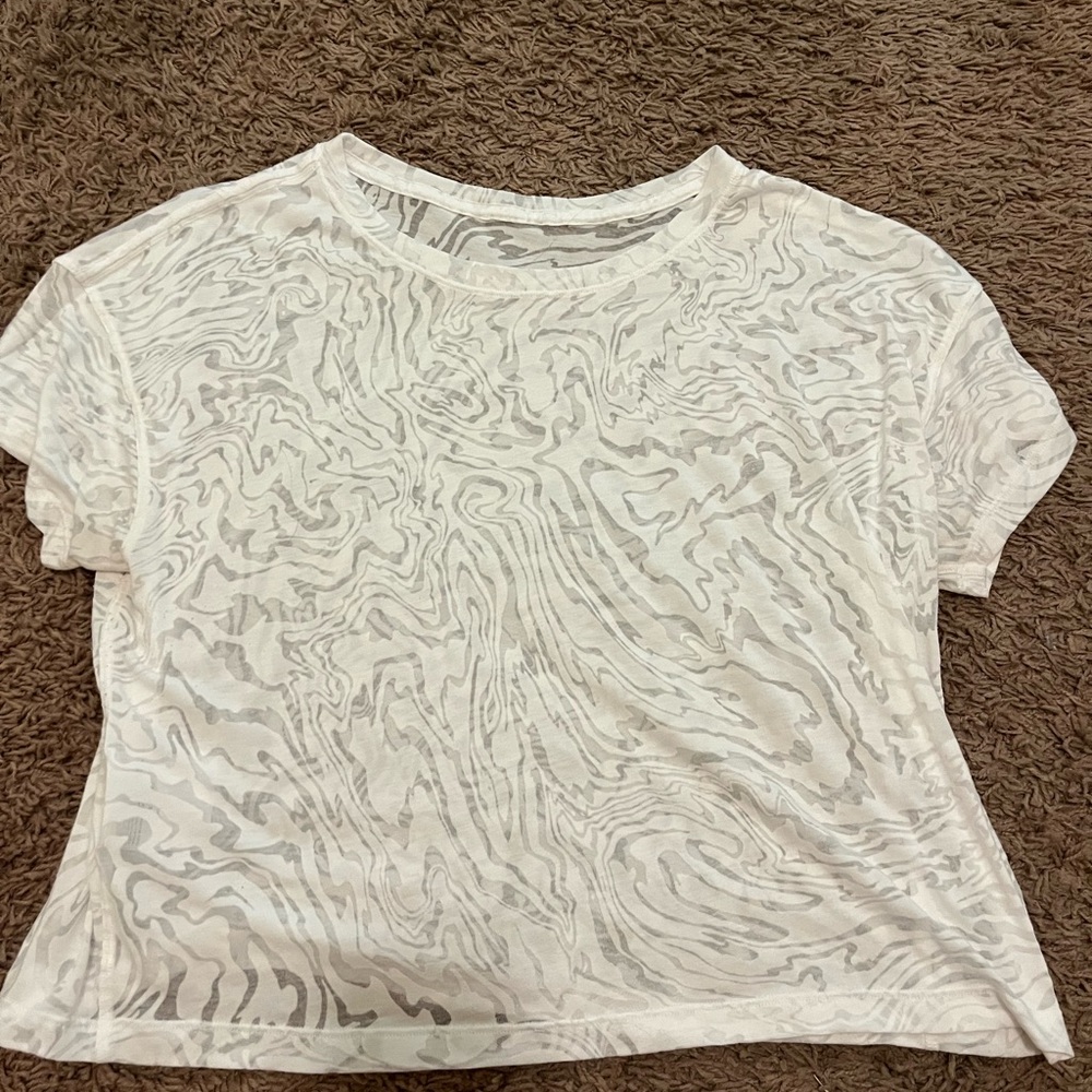 White Lulu Lemon tee size 8